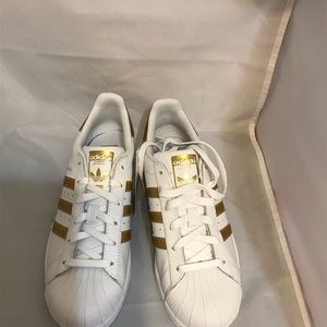 New Adidas White and Gold Sneakers